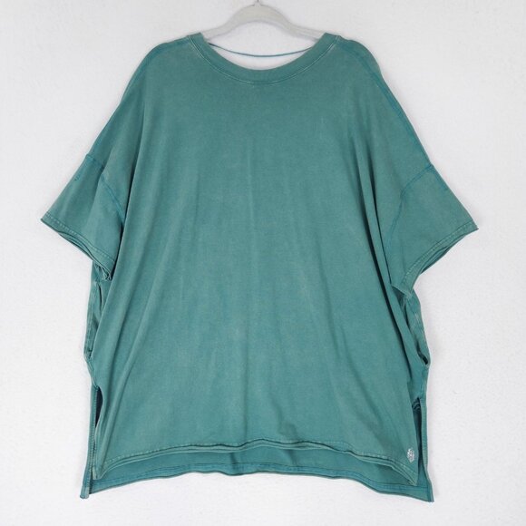 Free People Shirt Womens Large Green Hot Shot Tee Oversize Short Sleeve Movement - Picture 1 of 15